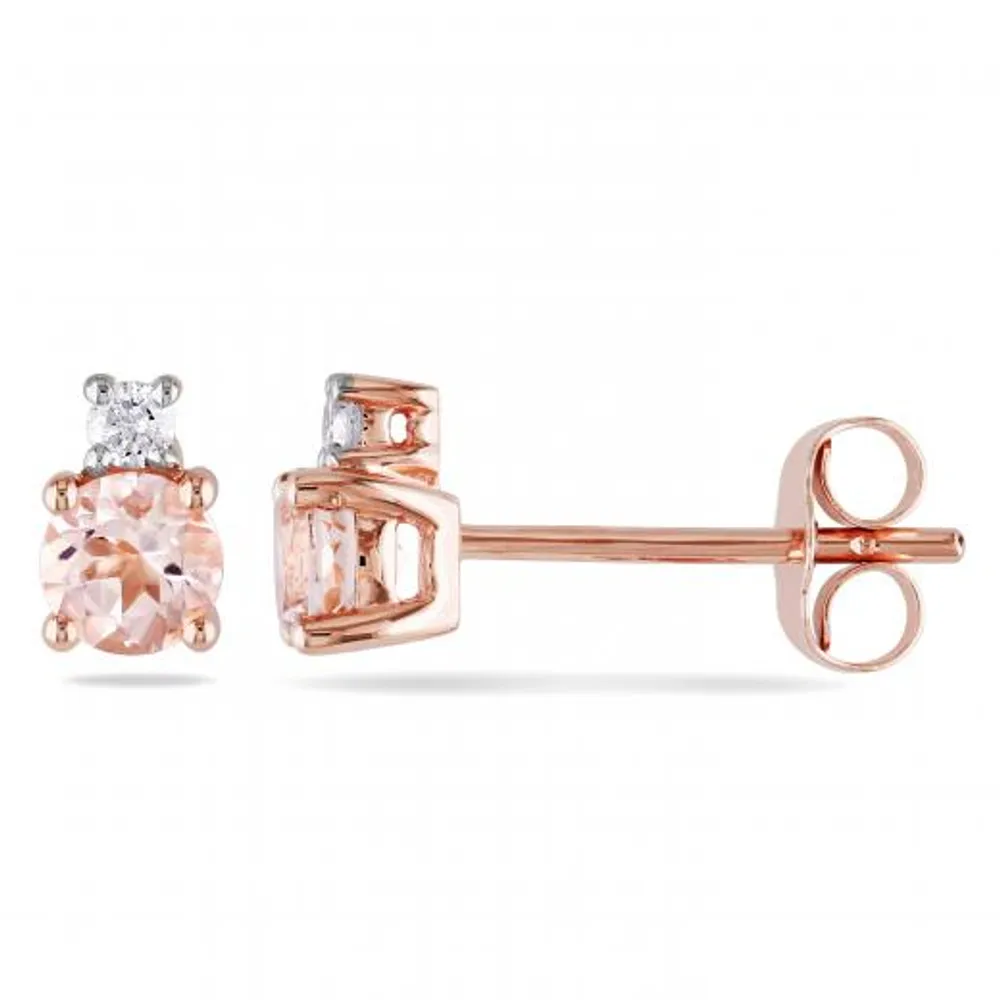 Julianna B 10K Rose Gold Morganite & Diamond Stud Earrings