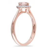 Julianna B Sterling Silver Morganite & 0.10CTW Diamond Halo Ring