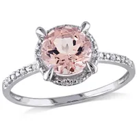 Julianna B 10K White Gold Morganite & Diamond Halo Ring