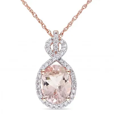 Julianna B 10K Rose Gold Morganite & Diamond Pendant with Chain