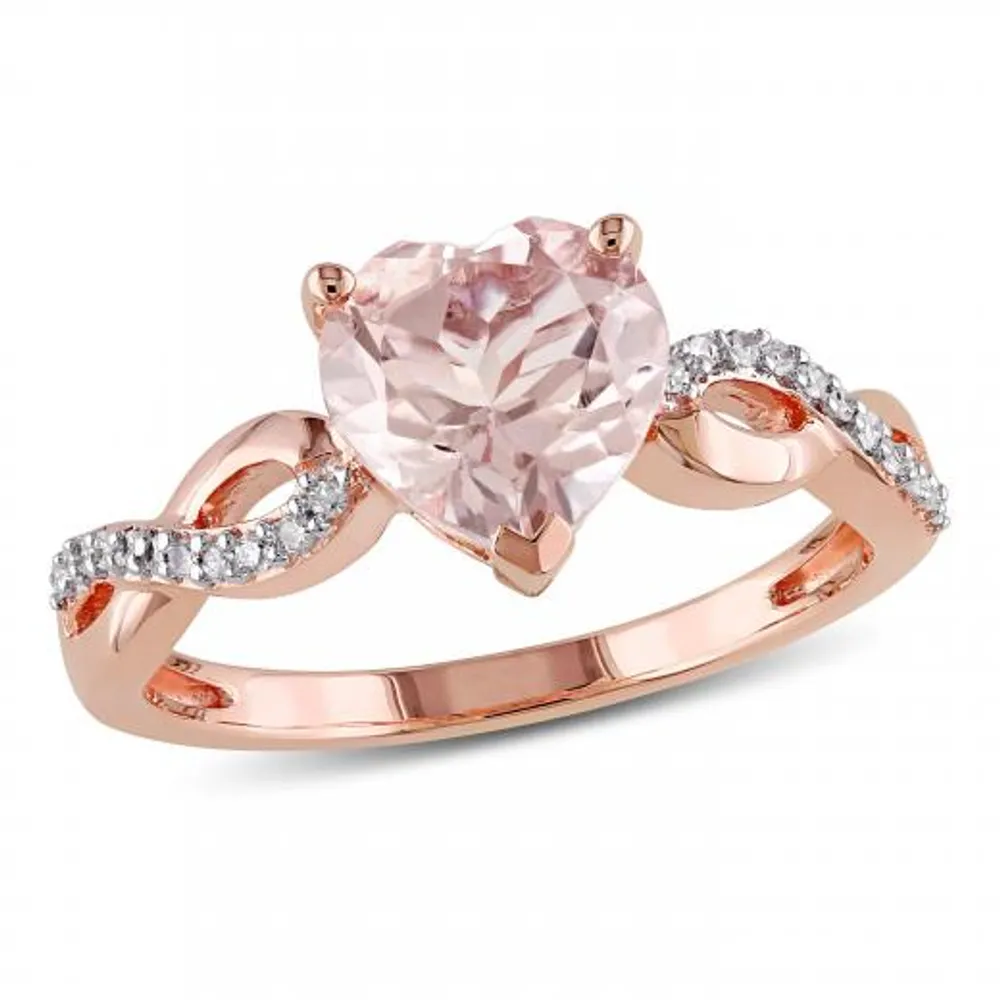 Julianna B 10K Rose Gold Heart Shaped Morganite & Diamond Twist Ring