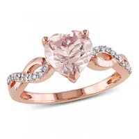 Julianna B 10K Rose Gold Heart Shaped Morganite & Diamond Twist Ring