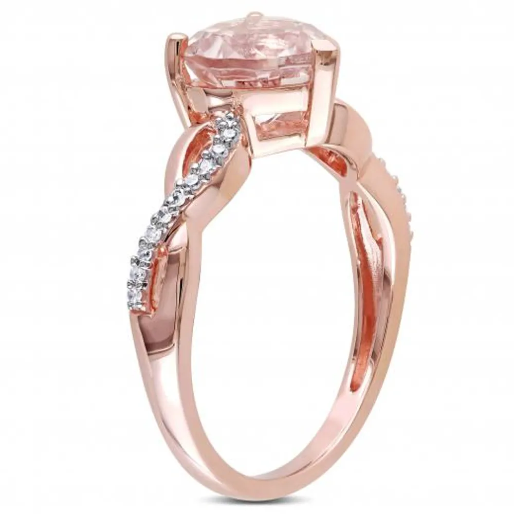 Julianna B 10K Rose Gold Heart Shaped Morganite & Diamond Twist Ring