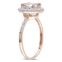 Julianna B 10K Rose Gold Morganite & 0.10CTW Diamond Halo Ring