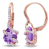 Julianna B 10K Rose Gold Amethyst & Diamond Leverback Earrings