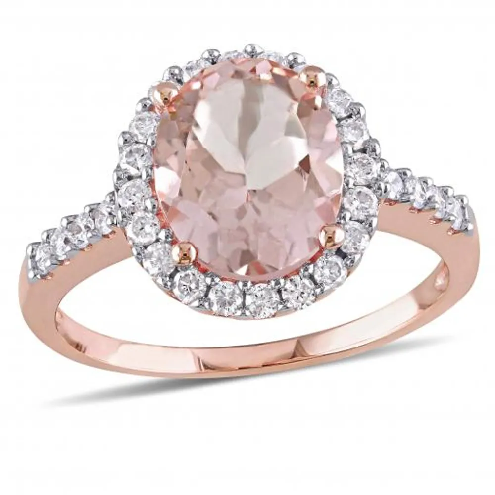 Julianna B 10K Rose Gold Oval-Shaped Morganite & 0.40CTW Diamond Halo Ring