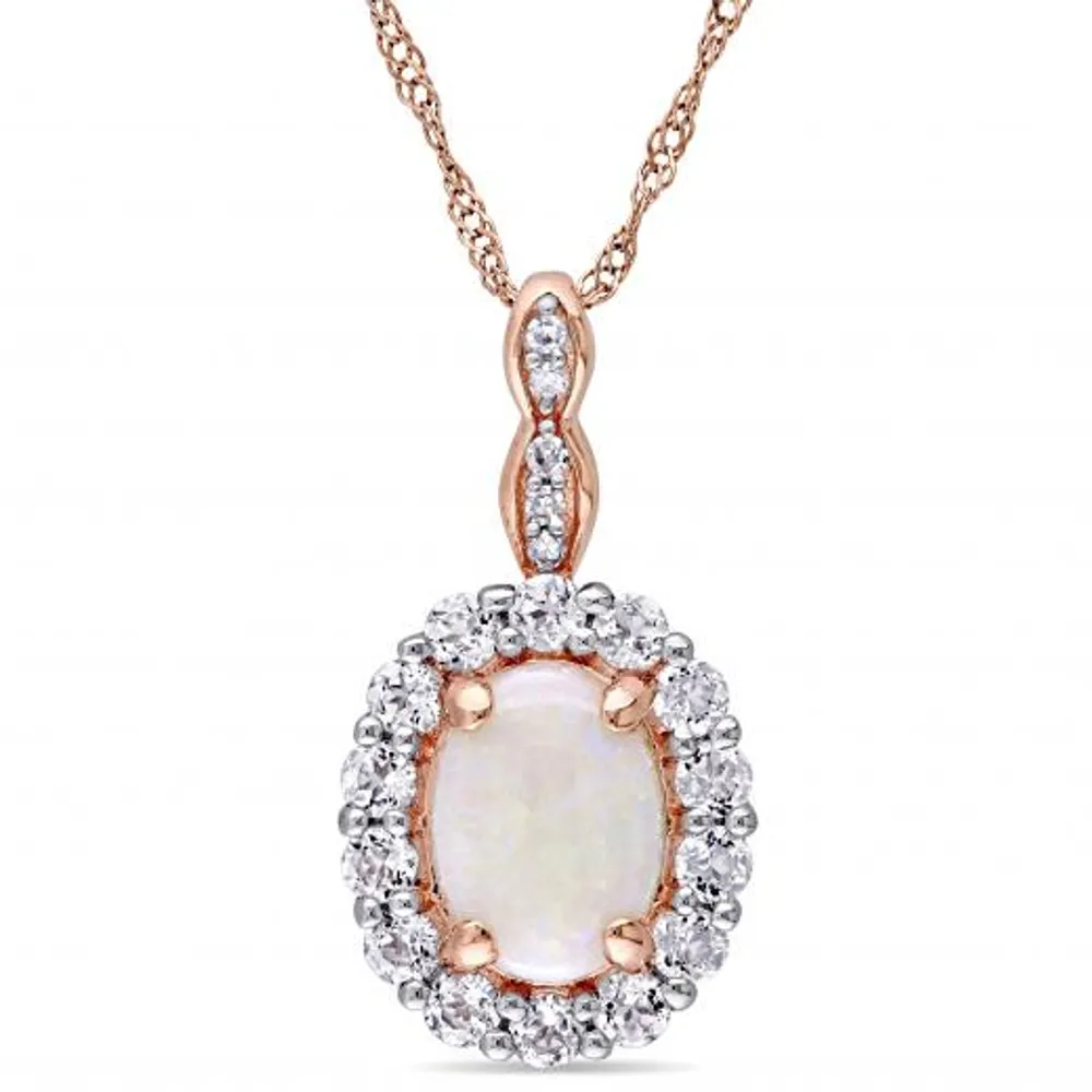 Julianna B 14K Rose Gold Opal White Topaz & Diamond Accent Pendant