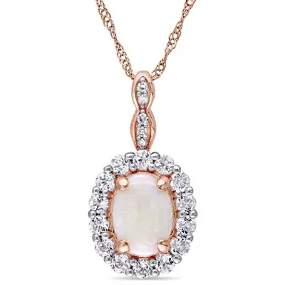 Julianna B 14K Rose Gold Opal White Topaz & Diamond Accent Pendant