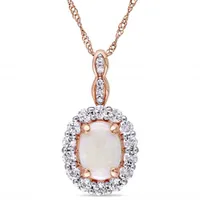 Julianna B 14K Rose Gold Opal White Topaz & Diamond Accent Pendant