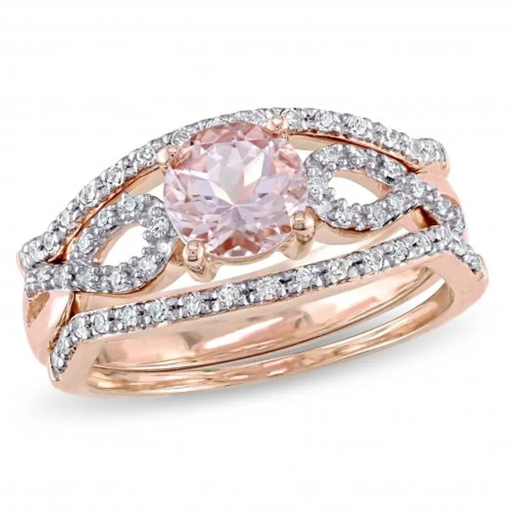 Julianna B 10K Rose Gold Morganite & 0.25CTW Diamond Infinity Bridal Set