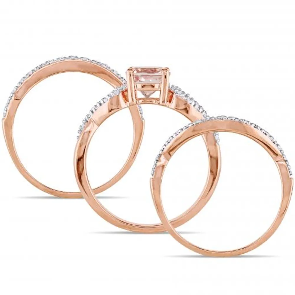 Julianna B 10K Rose Gold Morganite & 0.25CTW Diamond Infinity Bridal Set