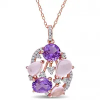 Julianna B Sterling Silver Amethyst Rose Quartz & White Topaz Pendant