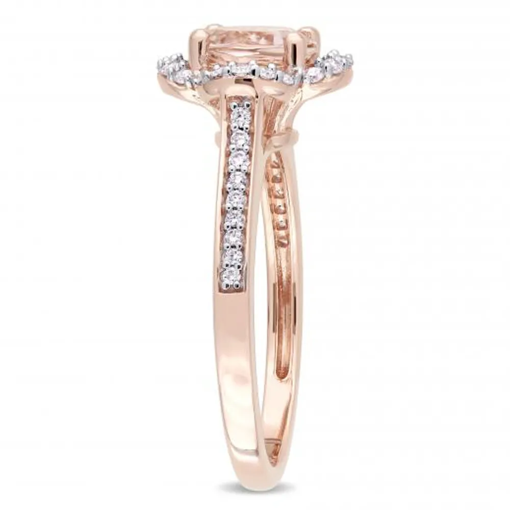 Julianna B 14K Rose Gold Morganite & 0.25CTW Diamond Halo Ring