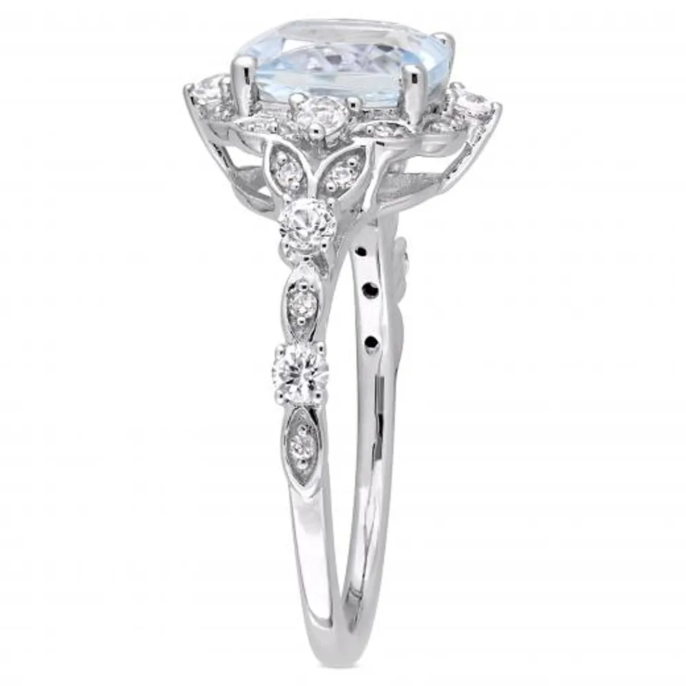 Julianna B 14K White Gold Aquamarine White Sapphire & Diamond Ring