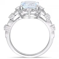 Julianna B 14K White Gold Aquamarine White Sapphire & Diamond Ring