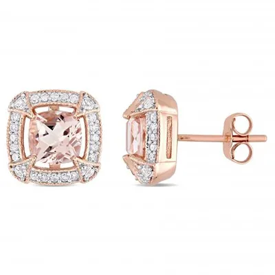 Julianna B 10K Rose Gold Morganite Created White Sapphire & Diamond Earrings