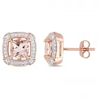 Julianna B 10K Rose Gold Morganite Created White Sapphire & Diamond Earrings