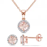 Julianna B Sterling Silver Morganite & Diamond Earring & Pendant Set