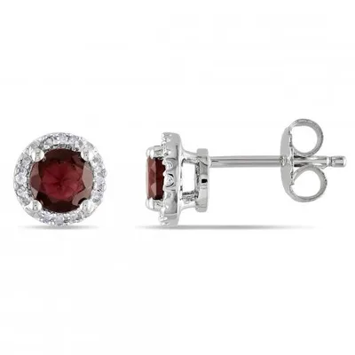 Julianna B Sterling Silver Garnet & Diamond Earrings