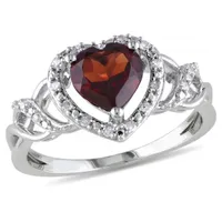 Julianna B Sterling Silver Garnet & Diamond Fashion Ring
