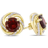 Sterling Silver Garnet & White Topaz Earrings