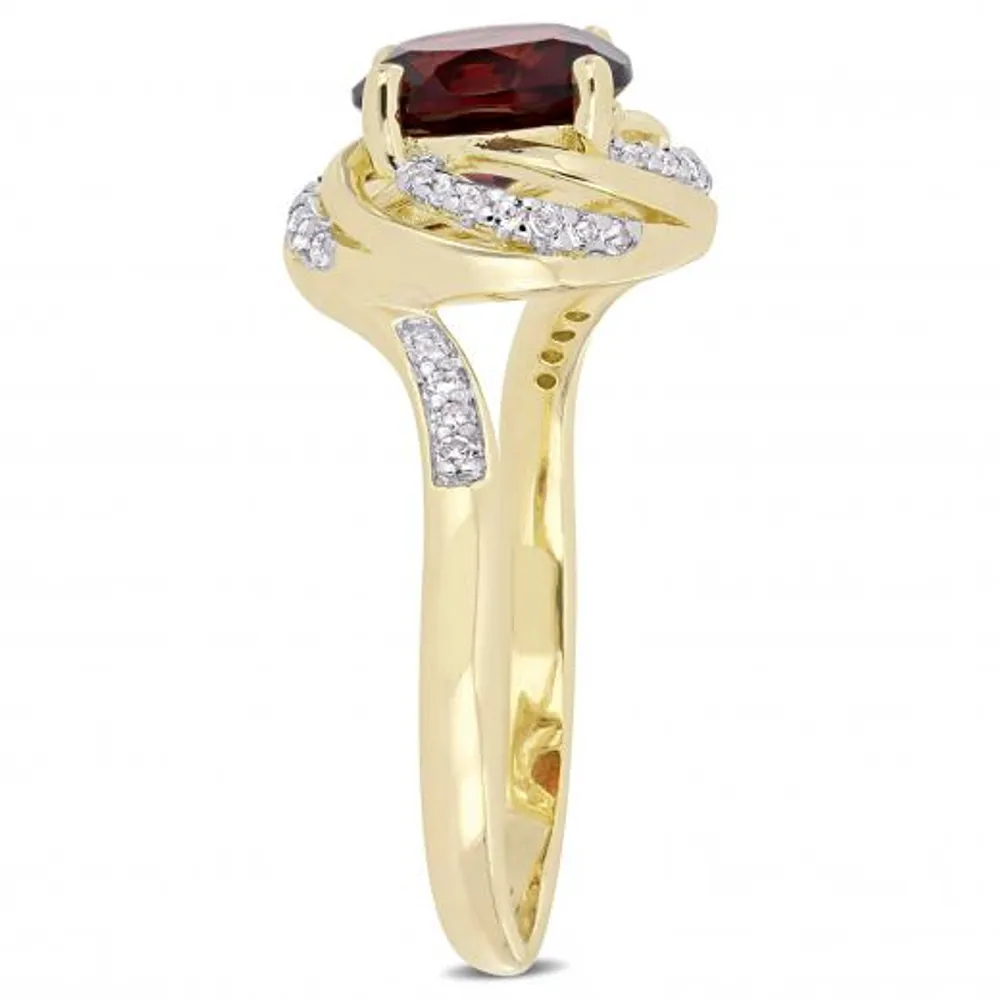 Julianna B Sterling Silver Garnet White Topaz & 0.04CT Diamond Fashion Ring