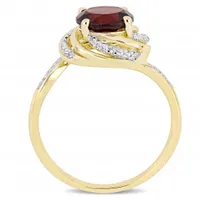 Julianna B Sterling Silver Garnet White Topaz & 0.04CT Diamond Fashion Ring