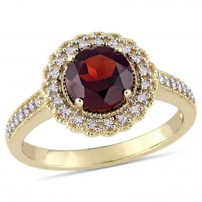 Julianna B Sterling Silver Garnet & 0.12CT Diamond Fashion Ring
