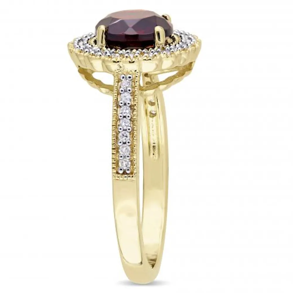 Julianna B Sterling Silver Garnet & 0.12CT Diamond Fashion Ring