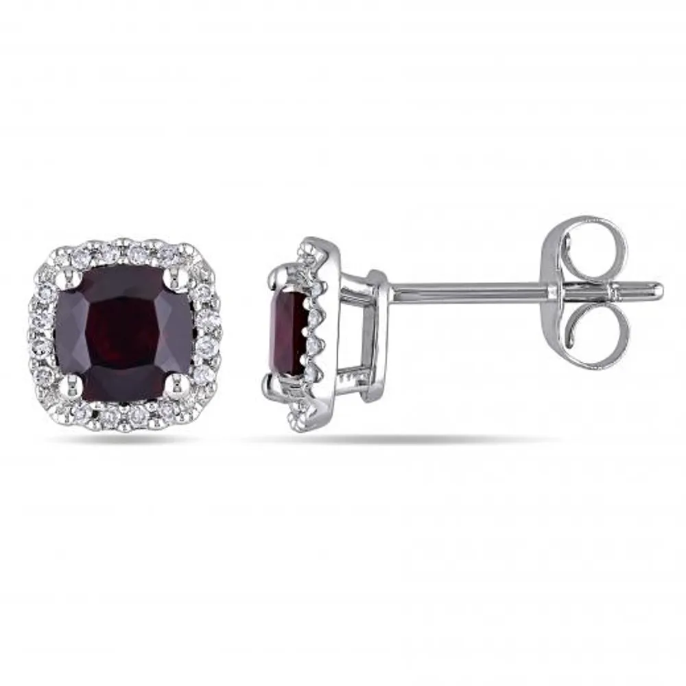 Julianna B 10K White Gold Garnet & Diamond Earrings