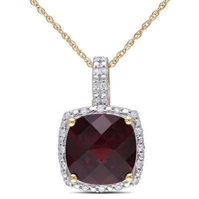 Julianna B 10K Yellow Gold Garnet & Diamond Pendant with Chain