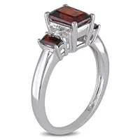 Julianna B 10K White Gold Garnet & 0.02CT Diamond Fashion Ring