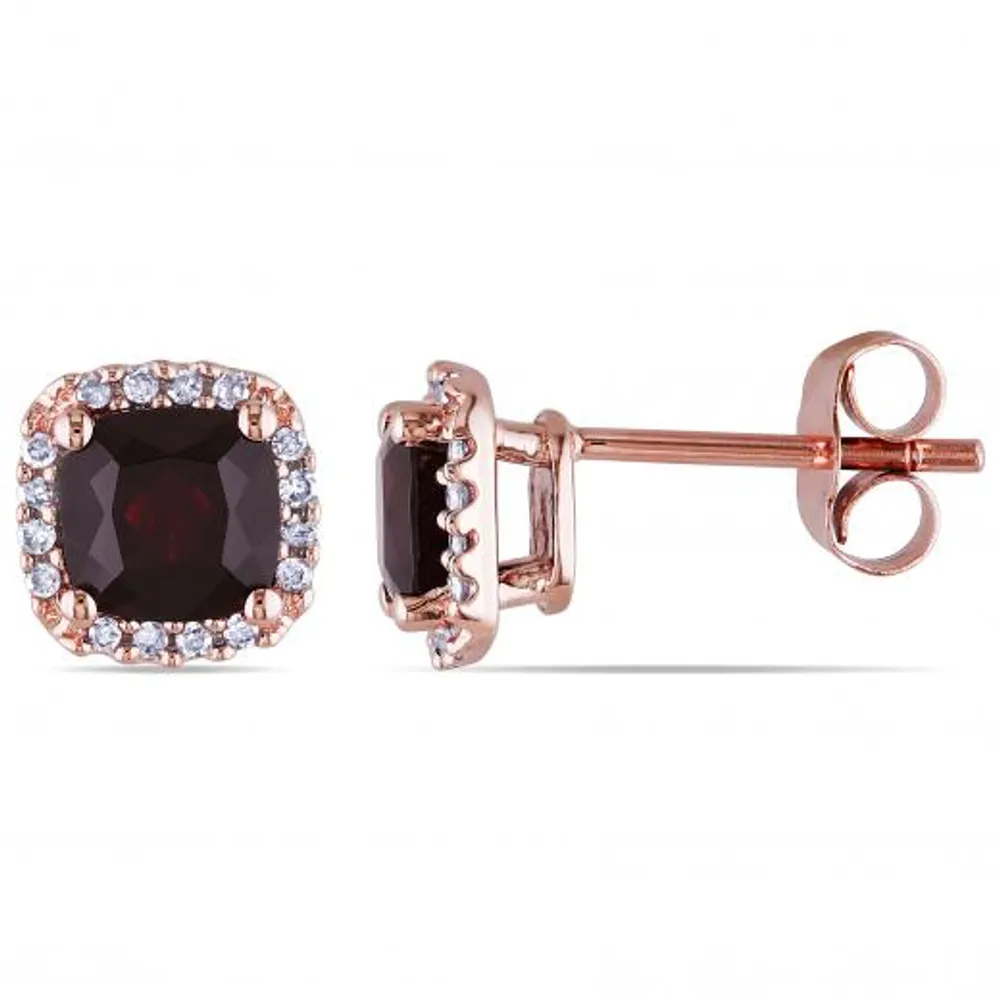 Julianna B 10K Rose Gold Garnet & Diamond Earrings