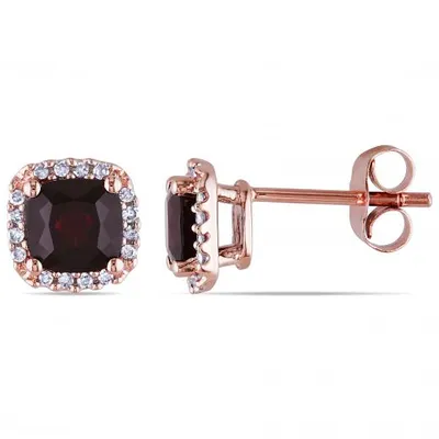 Julianna B 10K Rose Gold Garnet & Diamond Earrings