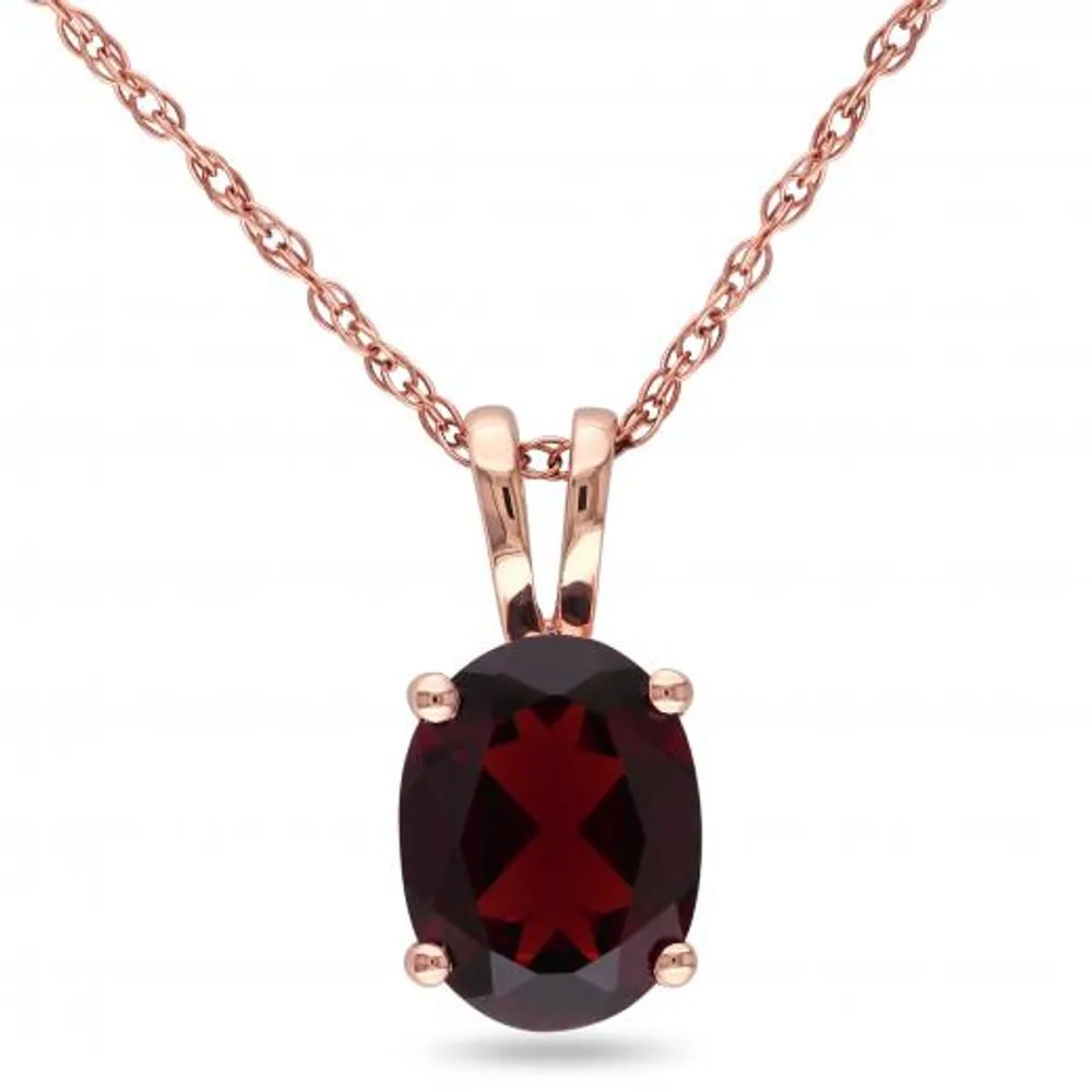 Julianna B 10K Rose Gold Garnet Pendant with Chain