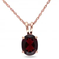 Julianna B 10K Rose Gold Garnet Pendant with Chain