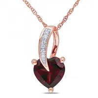 Julianna B 10K Rose Gold Garnet & Diamond Heart Pendant with Chain