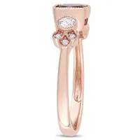 Julianna B 10K Rose Gold Garnet White Topaz & 0.03CT Diamond Fashion Ring