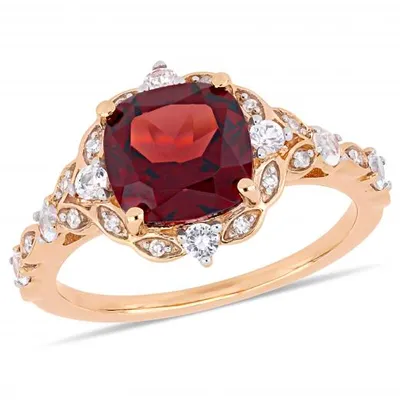 Julianna B 14K Rose Gold Garnet & 0.06CTW Diamond Fashion Ring