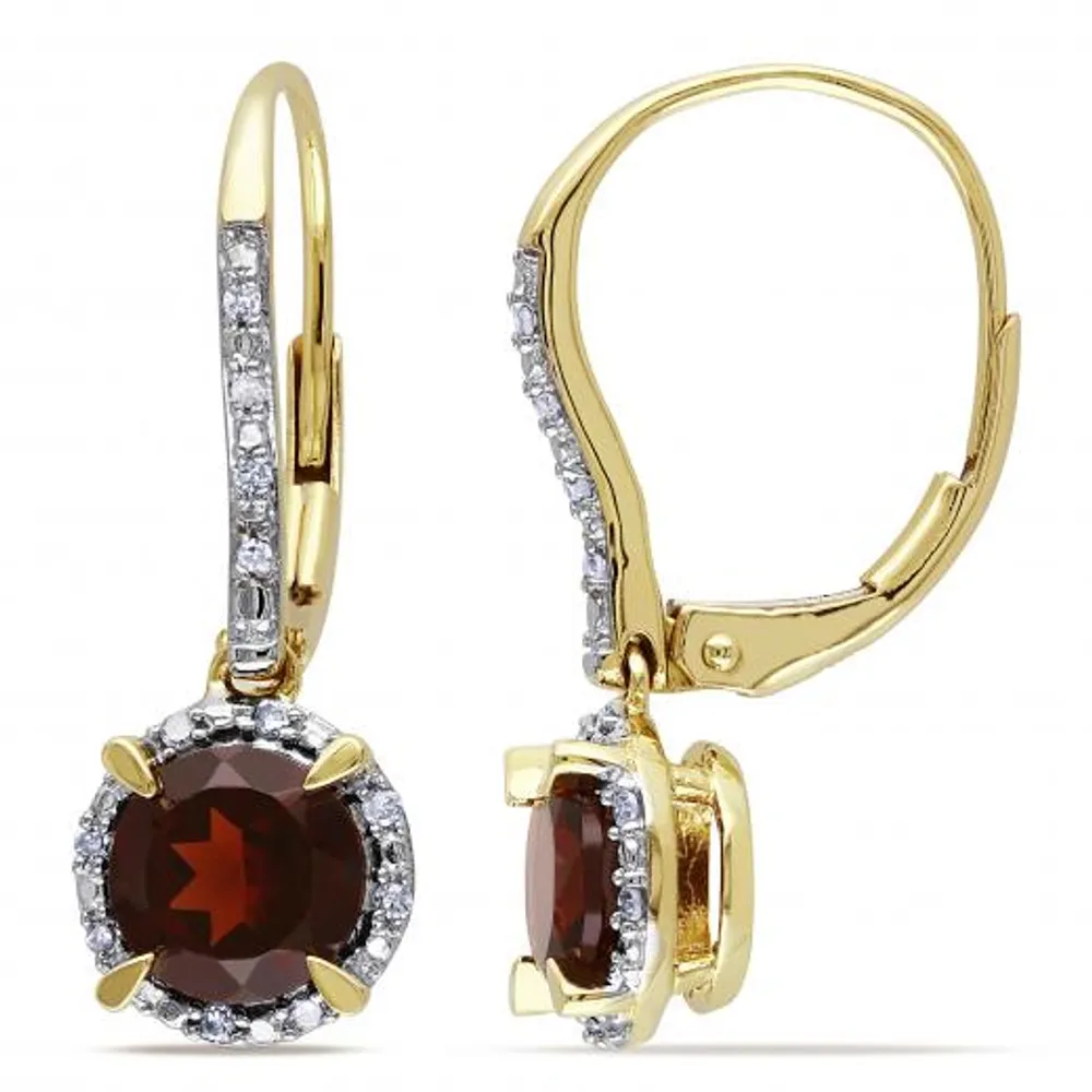 Julianna B 10K Yellow Gold Garnet & Diamond Earrings