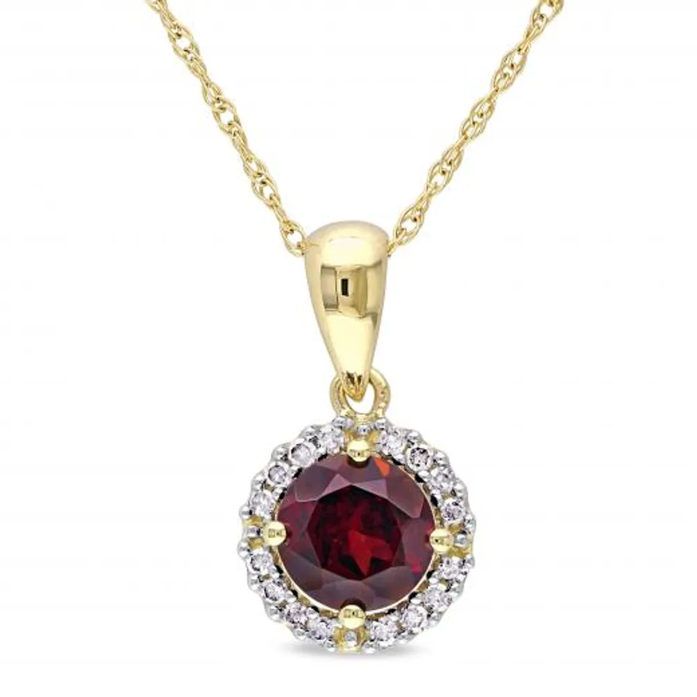 Julianna B 10K Yellow Gold Garnet & Diamond Pendant with Chain