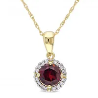 Julianna B 10K Yellow Gold Garnet & Diamond Pendant with Chain