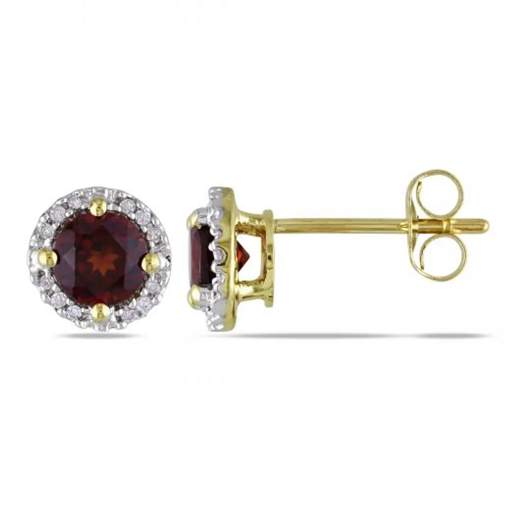 Julianna B 10K Yellow Gold Garnet & Diamond Earrings