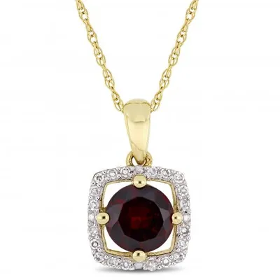 Julianna B 10K Yellow Gold Garnet & Diamond Pendant with Chain