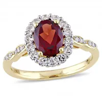 Julianna B 14K Yellow Gold Garnet White Topaz & 0.05CT Diamond Fashion Ring