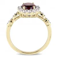 Julianna B 14K Yellow Gold Garnet White Topaz & 0.05CT Diamond Fashion Ring