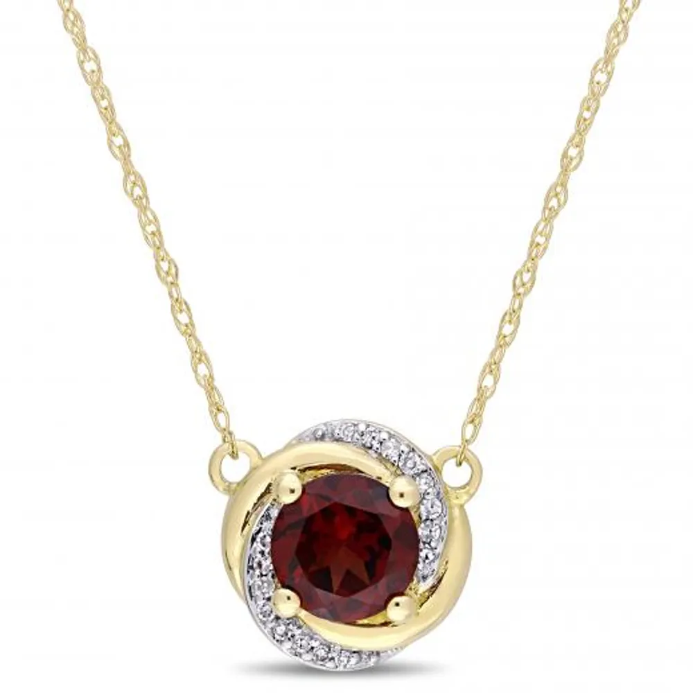 Julianna B 10K Yellow Gold Garnet & Diamond Necklace with Chain