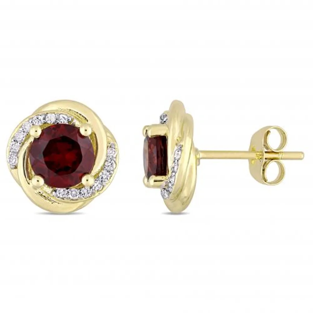 Julianna B 10K Yellow Gold Garnet & Diamond Earrings