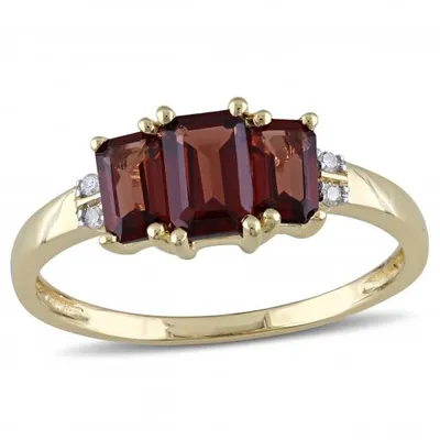 Julianna B 10K Yellow Gold Garnet & 0.02CT Diamond Fashion Ring