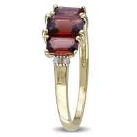 Julianna B 10K Yellow Gold Garnet & 0.02CT Diamond Fashion Ring